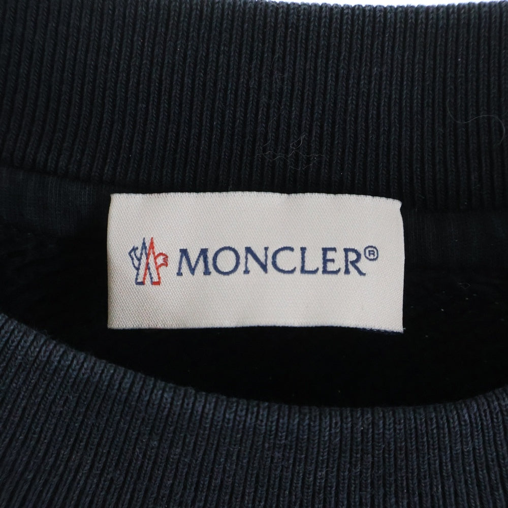 MONCLER(モンクレール) 22AW SWEATSHIRT H20938G00031 ビッグラバーロゴプリント クルーネック長袖スウェットトレーナー ブラック