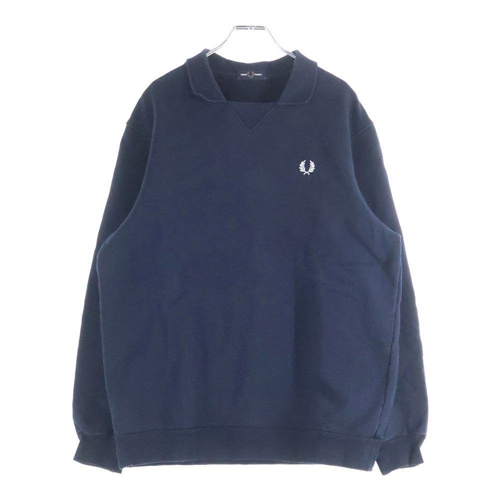 FRED PERRY(フレッドペリー) フットボールカラー トレーナー フロントワンポイントロゴ刺繍 ネイビー