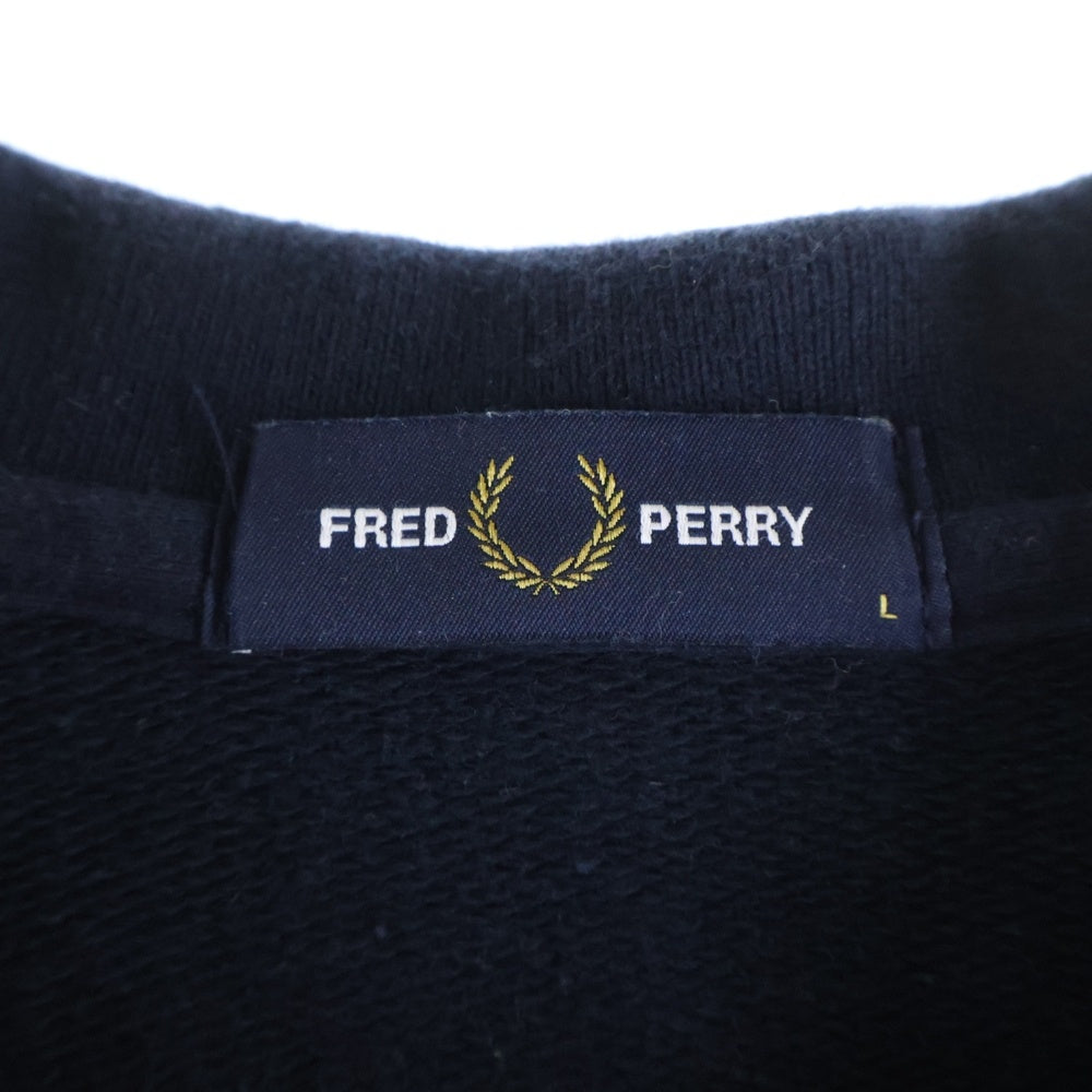 FRED PERRY(フレッドペリー) フットボールカラー トレーナー フロントワンポイントロゴ刺繍 ネイビー
