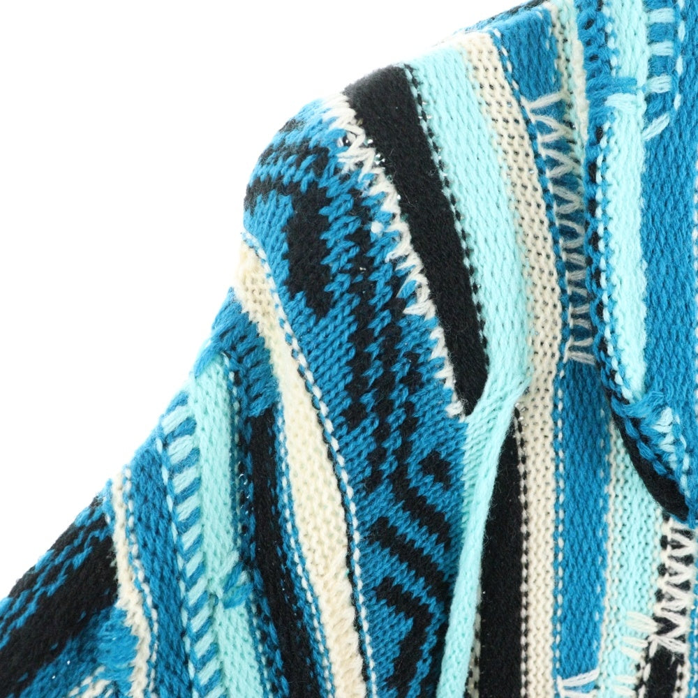 FAT(エフエーティー) FOOGIGAN ストライプ 7GG アクリル ニットカーディガン セーター ブルー F32410-KN02-AB