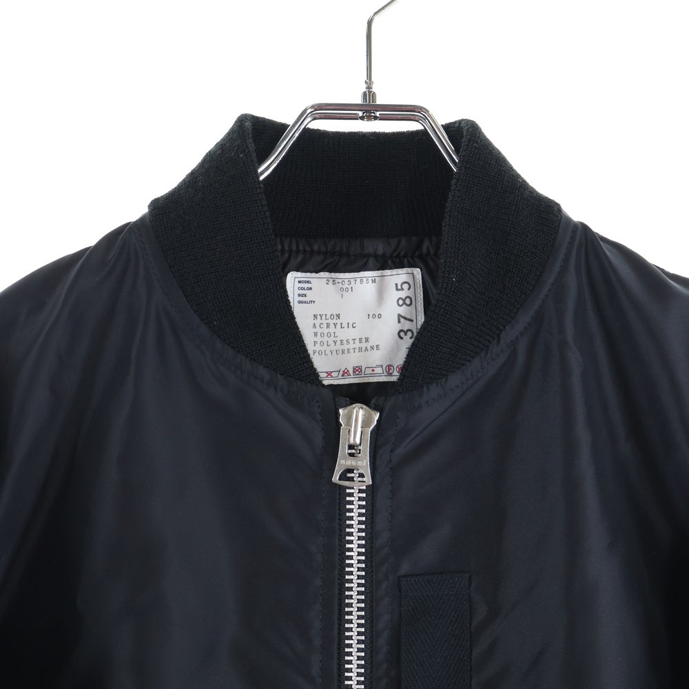 Sacai(サカイ) 25AW 2025 Nylon Twill Blouson 25-03785M ナイロンツイルブルゾンジャケット ボンバージャケット MA-1 ブラック