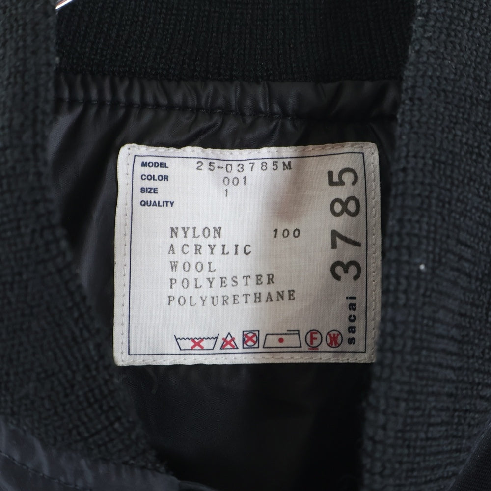 Sacai(サカイ) 25AW 2025 Nylon Twill Blouson 25-03785M ナイロンツイルブルゾンジャケット ボンバージャケット MA-1 ブラック