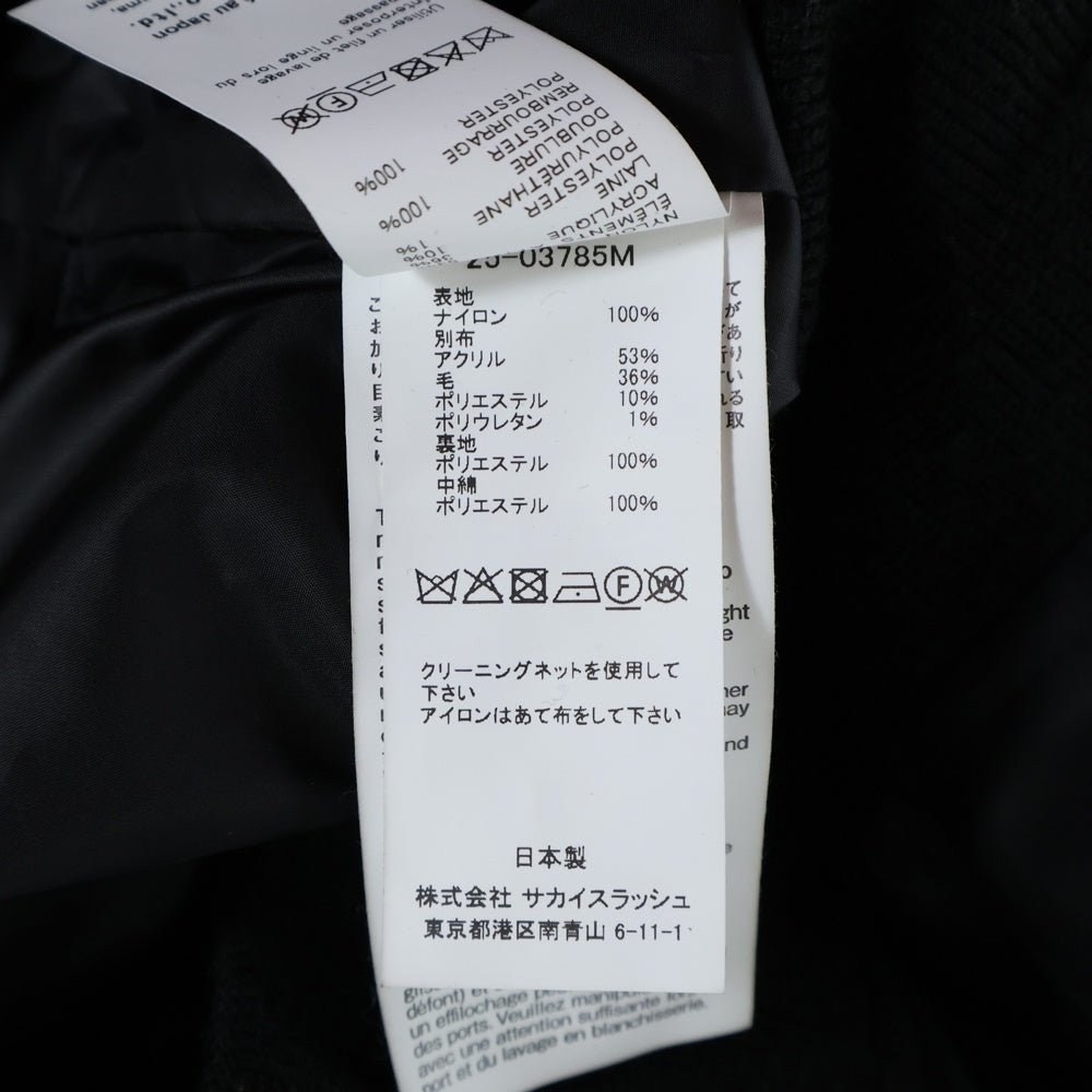 Sacai(サカイ) 25AW 2025 Nylon Twill Blouson 25-03785M ナイロンツイルブルゾンジャケット ボンバージャケット MA-1 ブラック