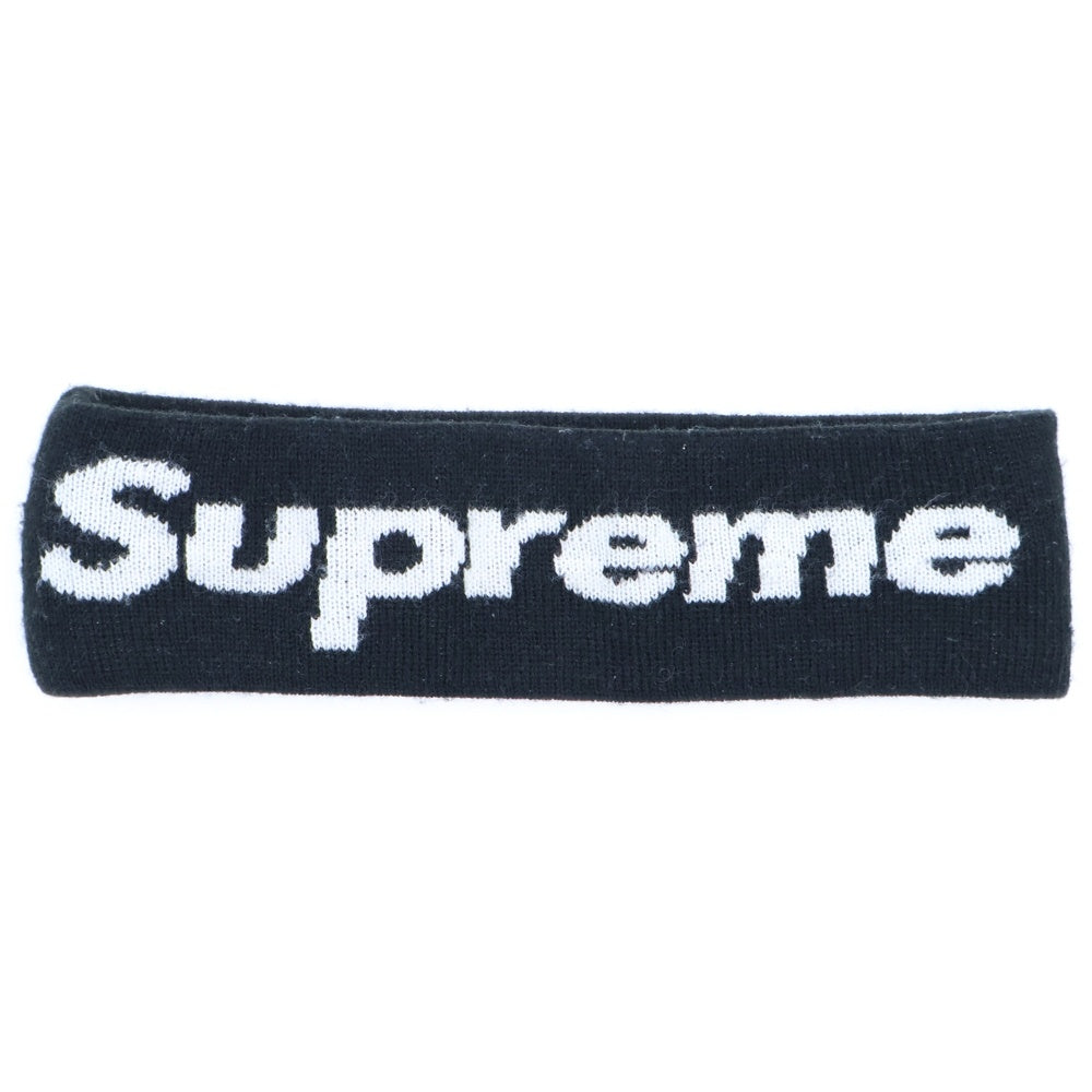 SUPREME(シュプリーム) ×NEW ERA 18AW Big Logo Headband ×ニューエラ ビッグロゴ ヘアバンド ブラック/ホワイト
