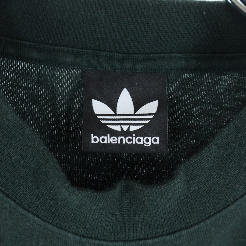BALENCIAGA(バレンシアガ) 23SS ×adidas ×アディダス トレフォイルロゴ オーバーサイズTシャツ クルーネック半袖Tシャツカットソー グリーン 723976 TNVN8