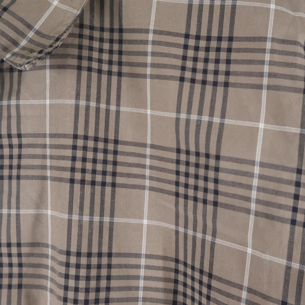 HERMES(エルメス) CHECK SHIRT BROWN OD-0600 コットン チェック長袖シャツ ブラウン