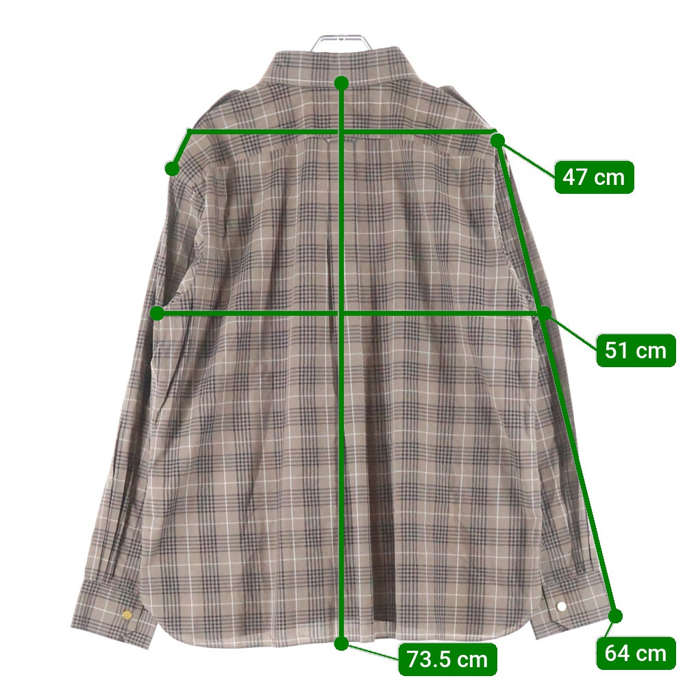HERMES(エルメス) CHECK SHIRT BROWN OD-0600 コットン チェック長袖シャツ ブラウン