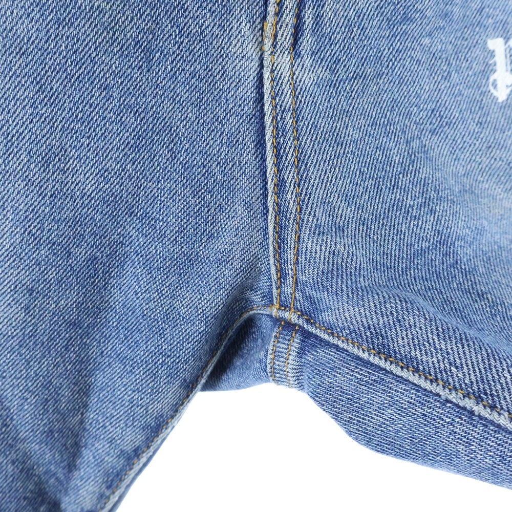 Palm Angels(パームエンジェルス) 18AW Straight Denim Pants PMYA009F18415005 フロントロゴ 裾ジップ ストレートデニムパンツ インディゴ