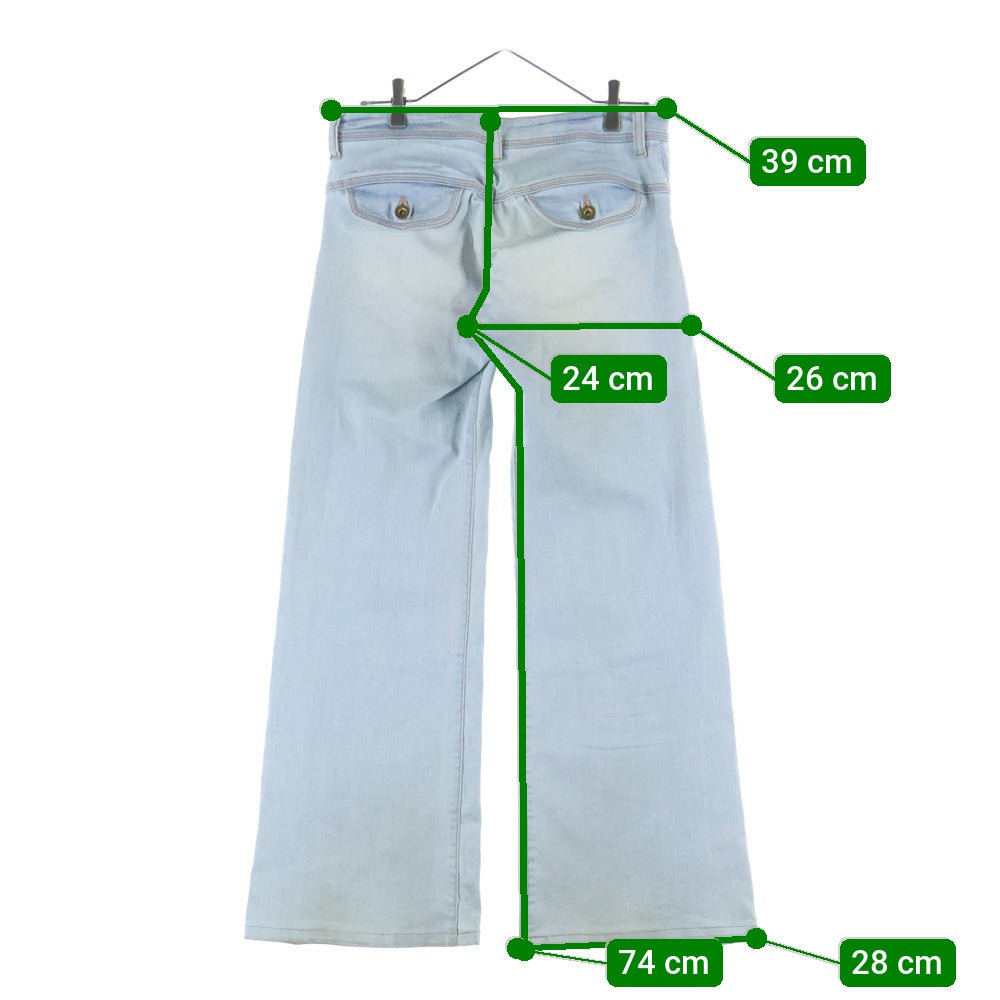 qualite(カリテ) ウォッシュド ワイドデニムパンツ ジーンズ ライトブルー レディース