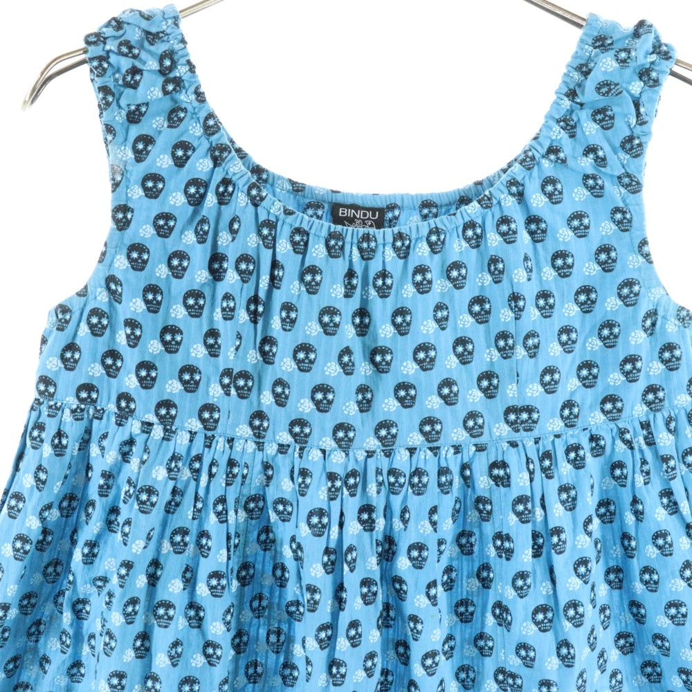 BINDU(ビンドゥ) スカル 総柄 ノースリーブワンピース ブルー レディース BM-720071E