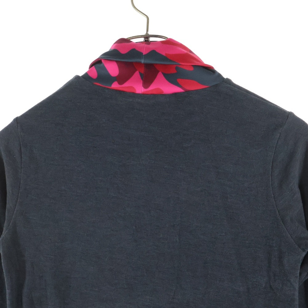 MARK&LONA(マークアンドロナ) フロントワンポイントスカル ハイネック モックネック 長袖Tシャツカットソー グレー レディース MLW-OC-AU05