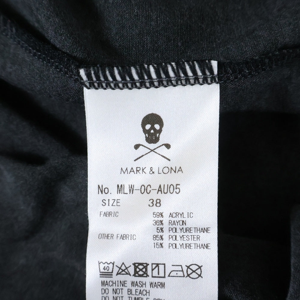 MARK&LONA(マークアンドロナ) フロントワンポイントスカル ハイネック モックネック 長袖Tシャツカットソー グレー レディース MLW-OC-AU05
