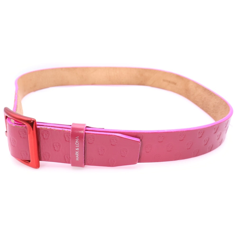 MARK&LONA(マークアンドロナ) SCULL BELT スカル総柄 ベルト ピンク レディース