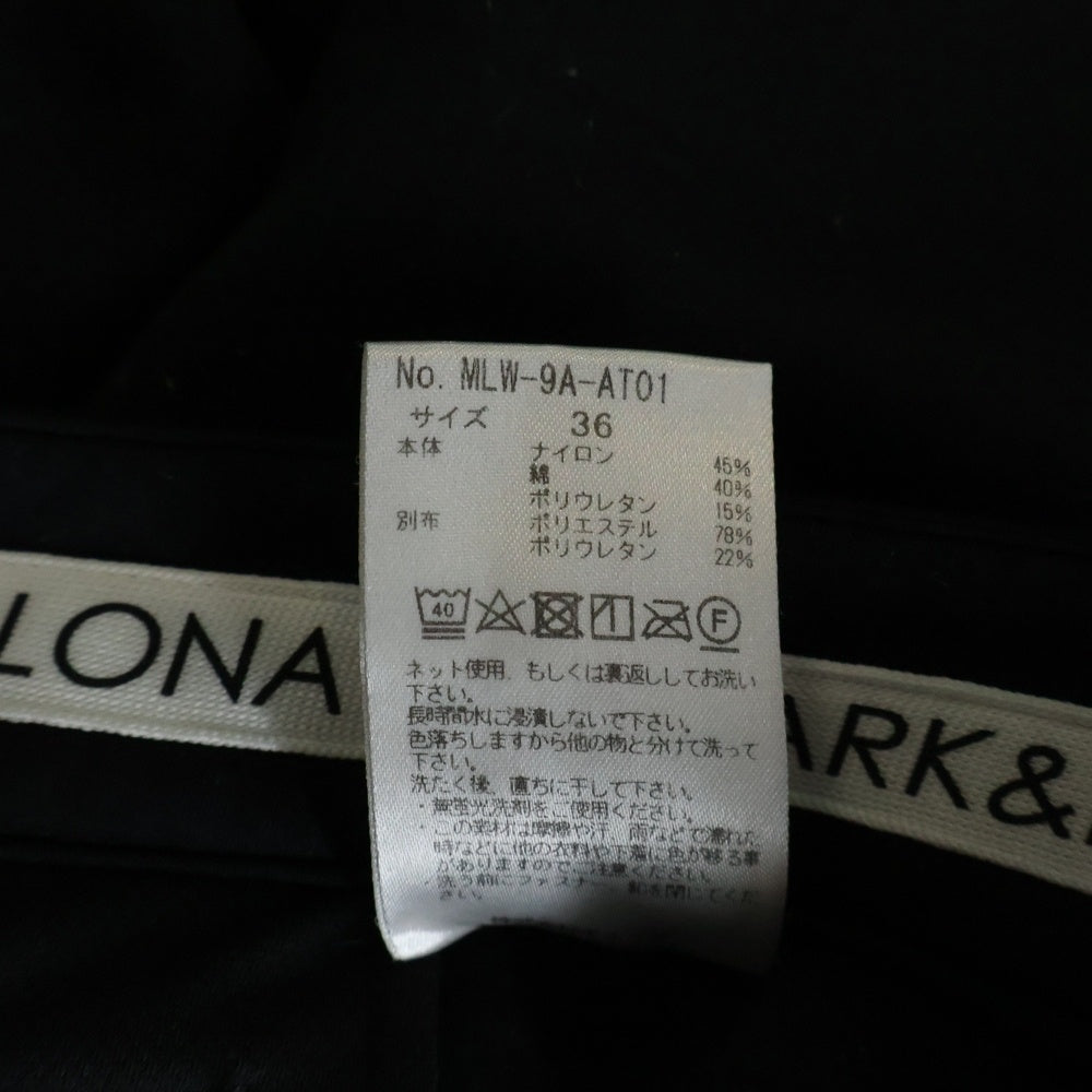 MARK&LONA(マークアンドロナ) バックラバーロゴ フロントダブルジップポケットパンツ トラウザーズ ブラック レディース MLW-9A-AT01