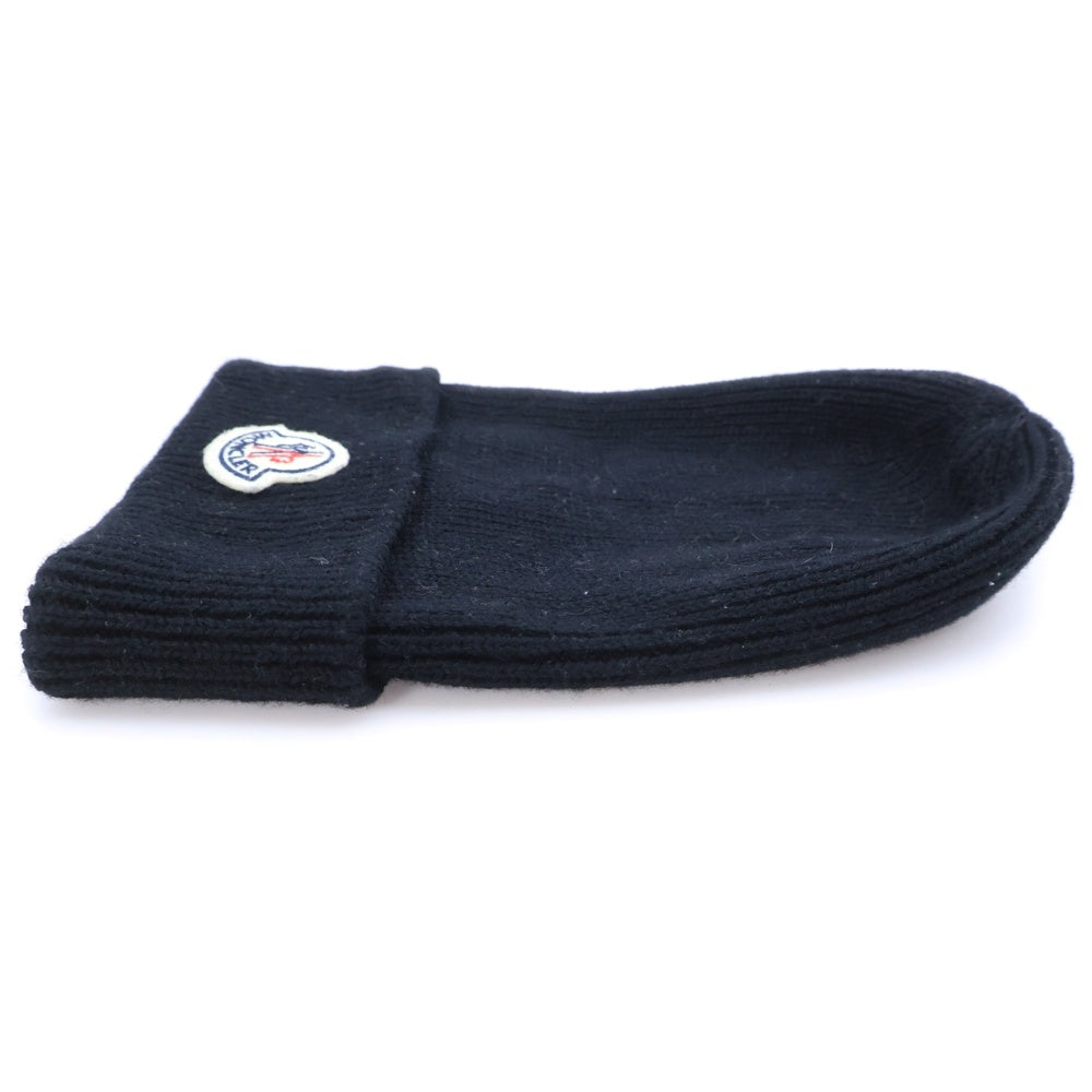 MONCLER(モンクレール) ロゴワッペン ニット帽 ビーニー ウール100% ブラック H20913B70500 A9342