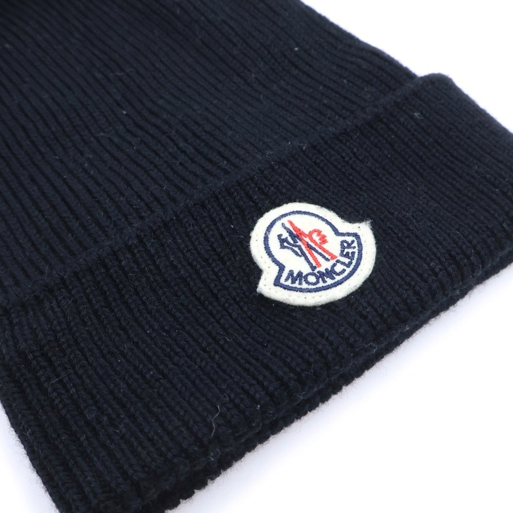 MONCLER(モンクレール) ロゴワッペン ニット帽 ビーニー ウール100% ブラック H20913B70500 A9342
