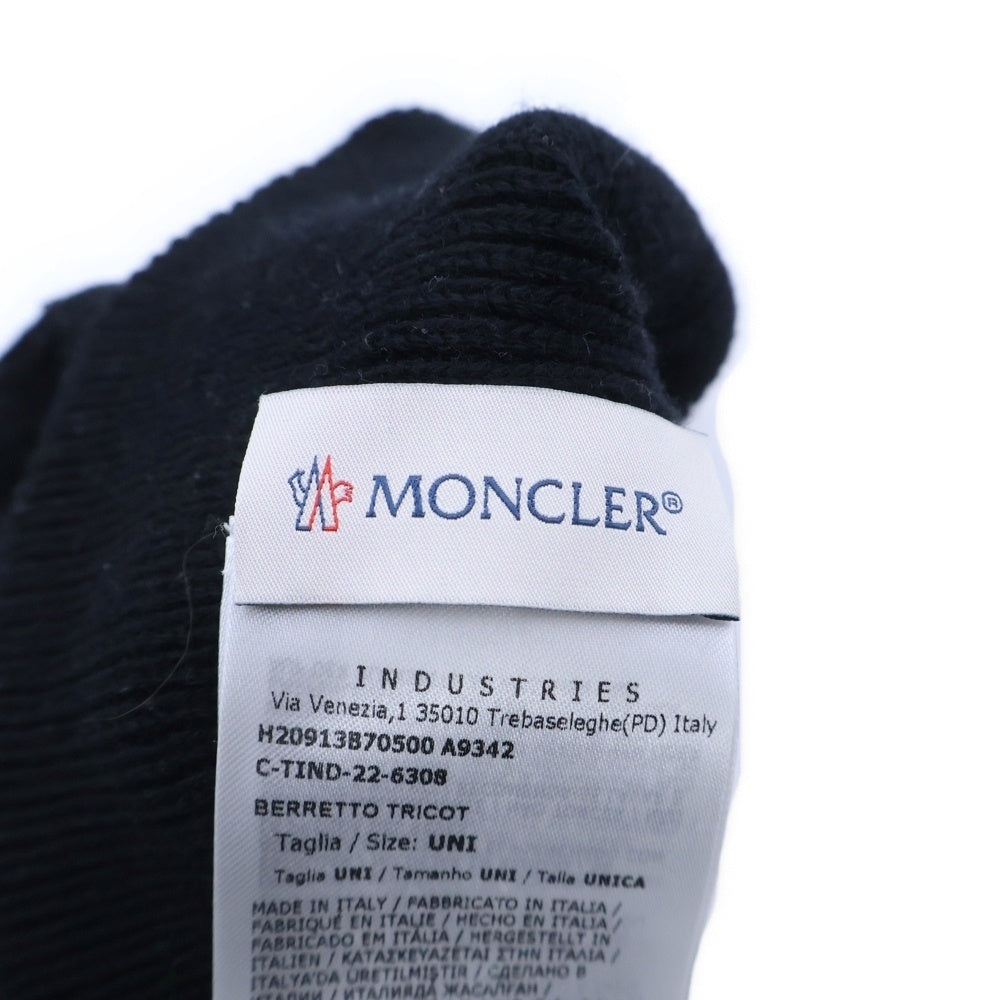 MONCLER(モンクレール) ロゴワッペン ニット帽 ビーニー ウール100% ブラック H20913B70500 A9342