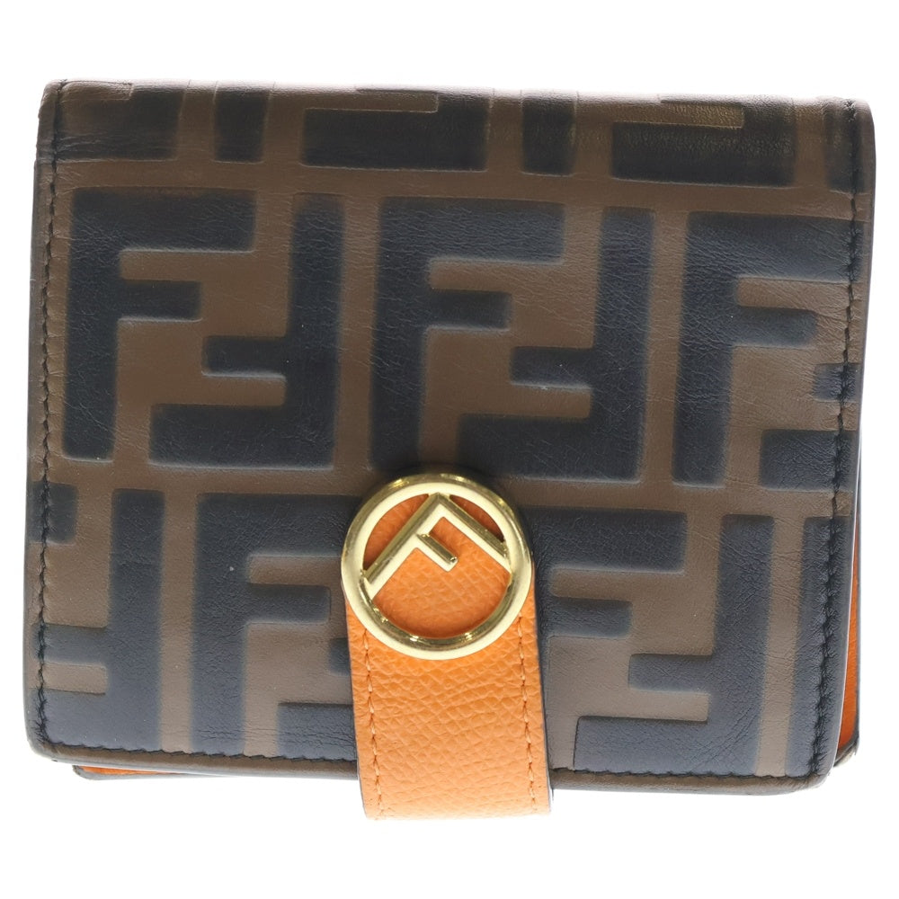 FENDI(フェンディ) エフイズ コンパクトウォレット 2つ折り財布 ブラウン 8M0386 レディース