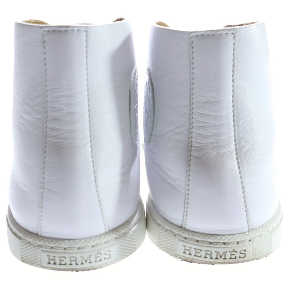 HERMES(エルメス) ロゴ ワッペン レザー ハイカットスニーカー レディース ホワイト