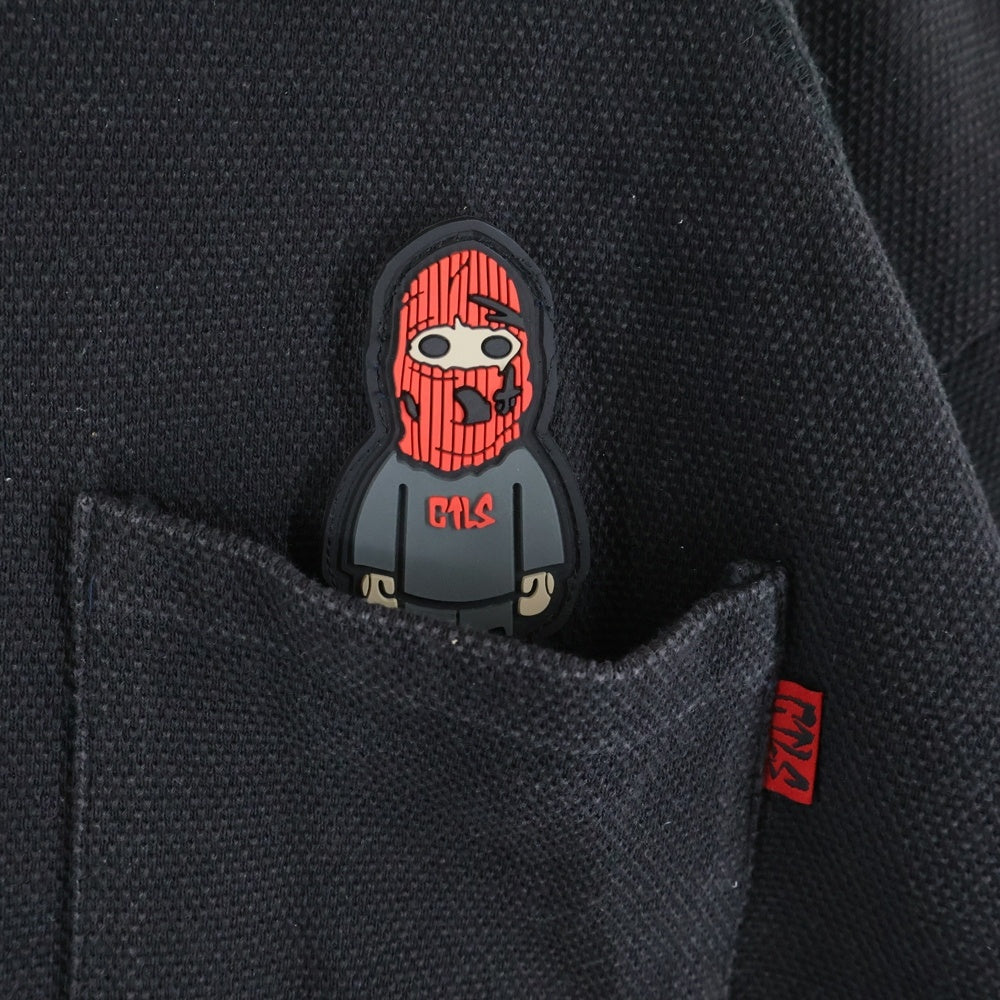 cvtvlist(カタリスト) ラバーワッペン オーバーサイズ コットン 半袖ポロシャツ カットソー ブラック 2101070302