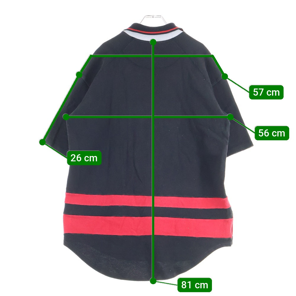 cvtvlist(カタリスト) ラバーワッペン オーバーサイズ コットン 半袖ポロシャツ カットソー ブラック 2101070302