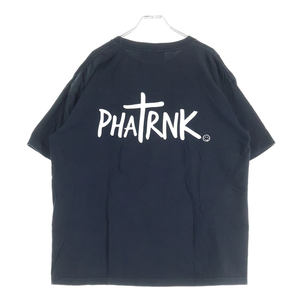 PHATRNK(ファットランク) バック ロゴ スマイル プリント クルーネック半袖Tシャツカットソー ブラック