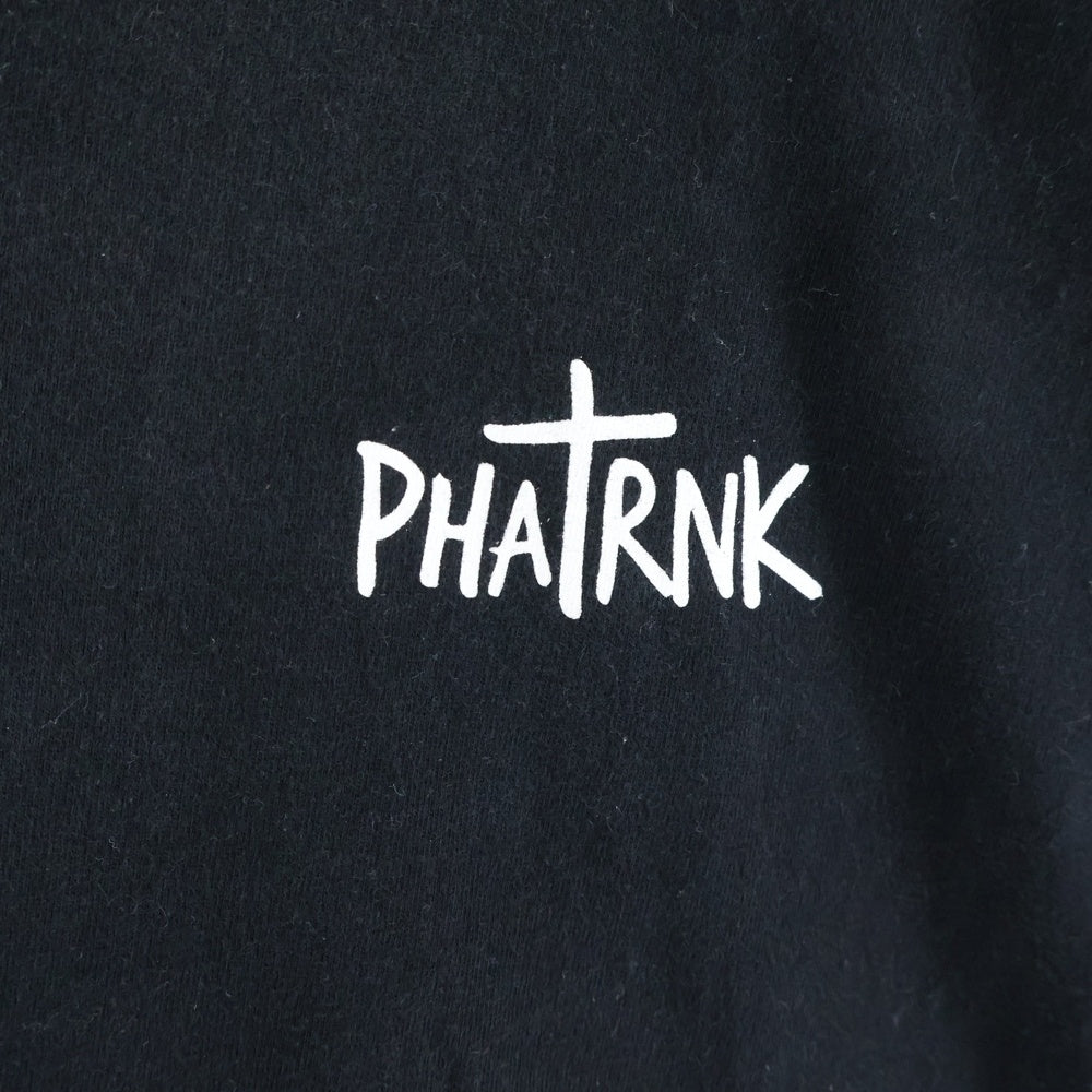 PHATRNK(ファットランク) バック ロゴ スマイル プリント クルーネック半袖Tシャツカットソー ブラック