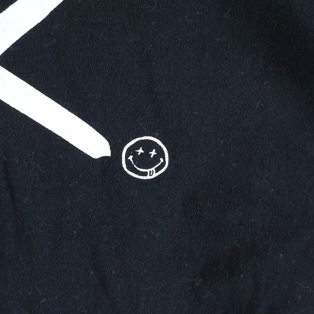 PHATRNK(ファットランク) バック ロゴ スマイル プリント クルーネック半袖Tシャツカットソー ブラック