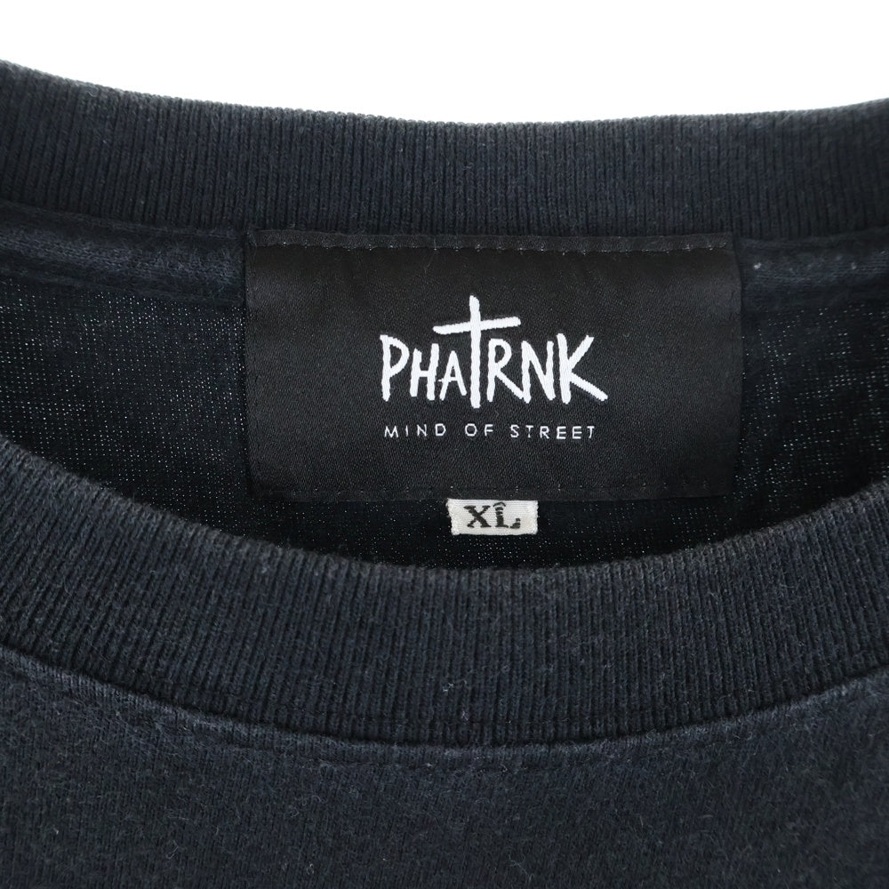 PHATRNK(ファットランク) バック ロゴ スマイル プリント クルーネック半袖Tシャツカットソー ブラック