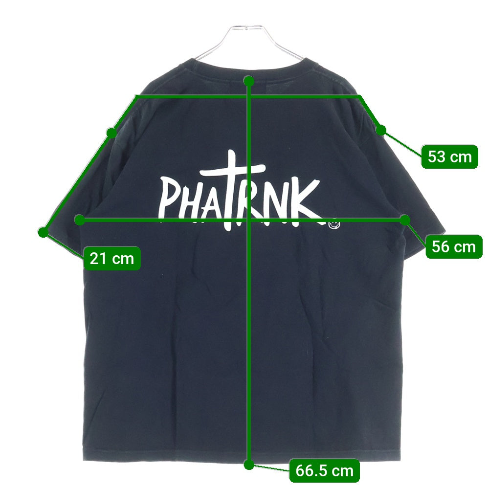 PHATRNK(ファットランク) バック ロゴ スマイル プリント クルーネック半袖Tシャツカットソー ブラック