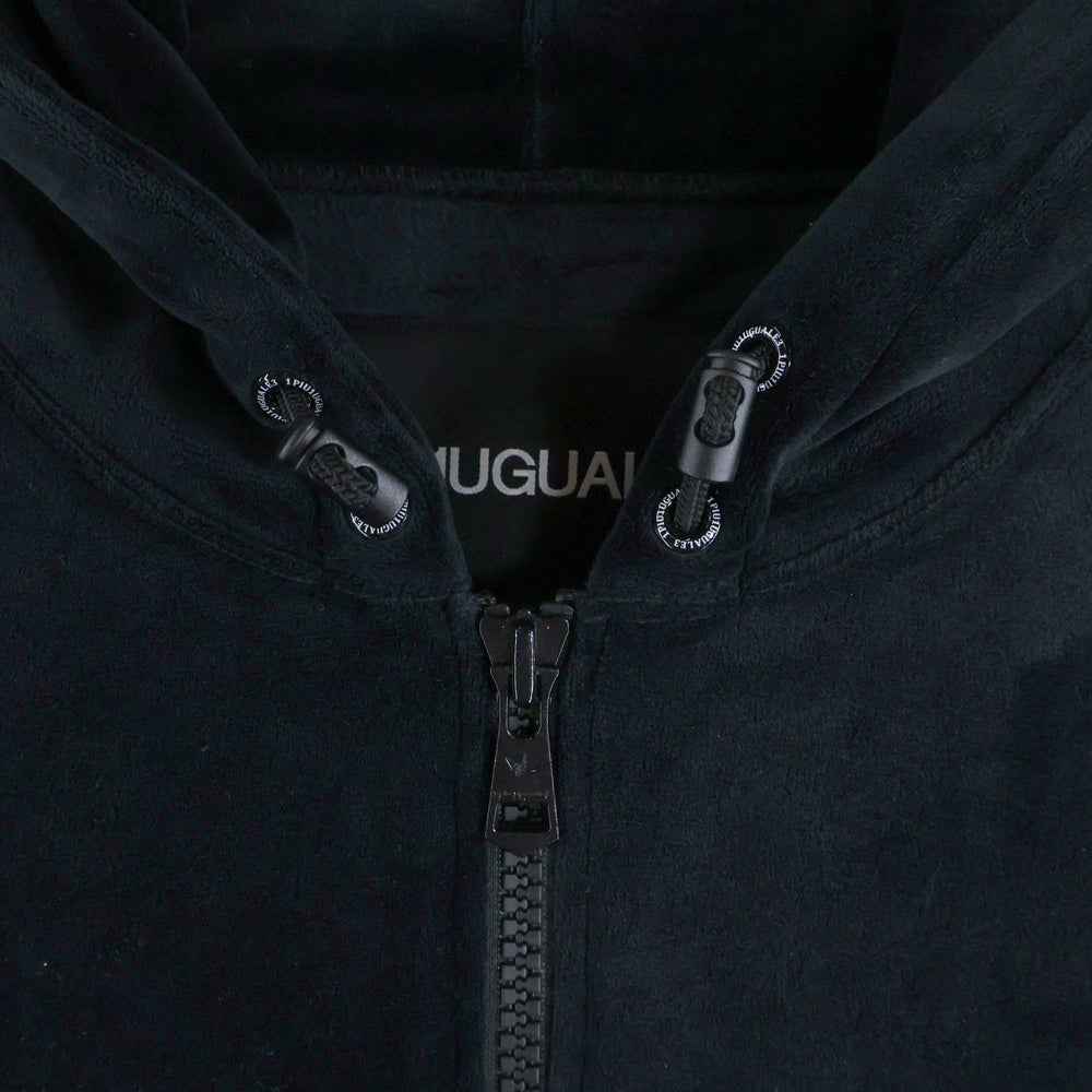 1 PIU 1 UGUALE 3(ウノピゥウノウグァーレトレ) 113 SPORT COMBINATION SPORT ZIP UP PARKA ベロア ジップアップパーカー フーディ ブラック SK035