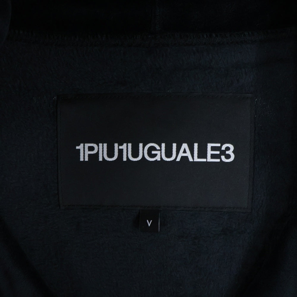 1 PIU 1 UGUALE 3(ウノピゥウノウグァーレトレ) 113 SPORT COMBINATION SPORT ZIP UP PARKA ベロア ジップアップパーカー フーディ ブラック SK035