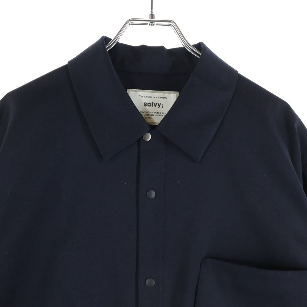 NO BRAND(ノーブランド) salvy(サヴィー) コットン ボタン長袖シャツ ネイビー SV05-3015C