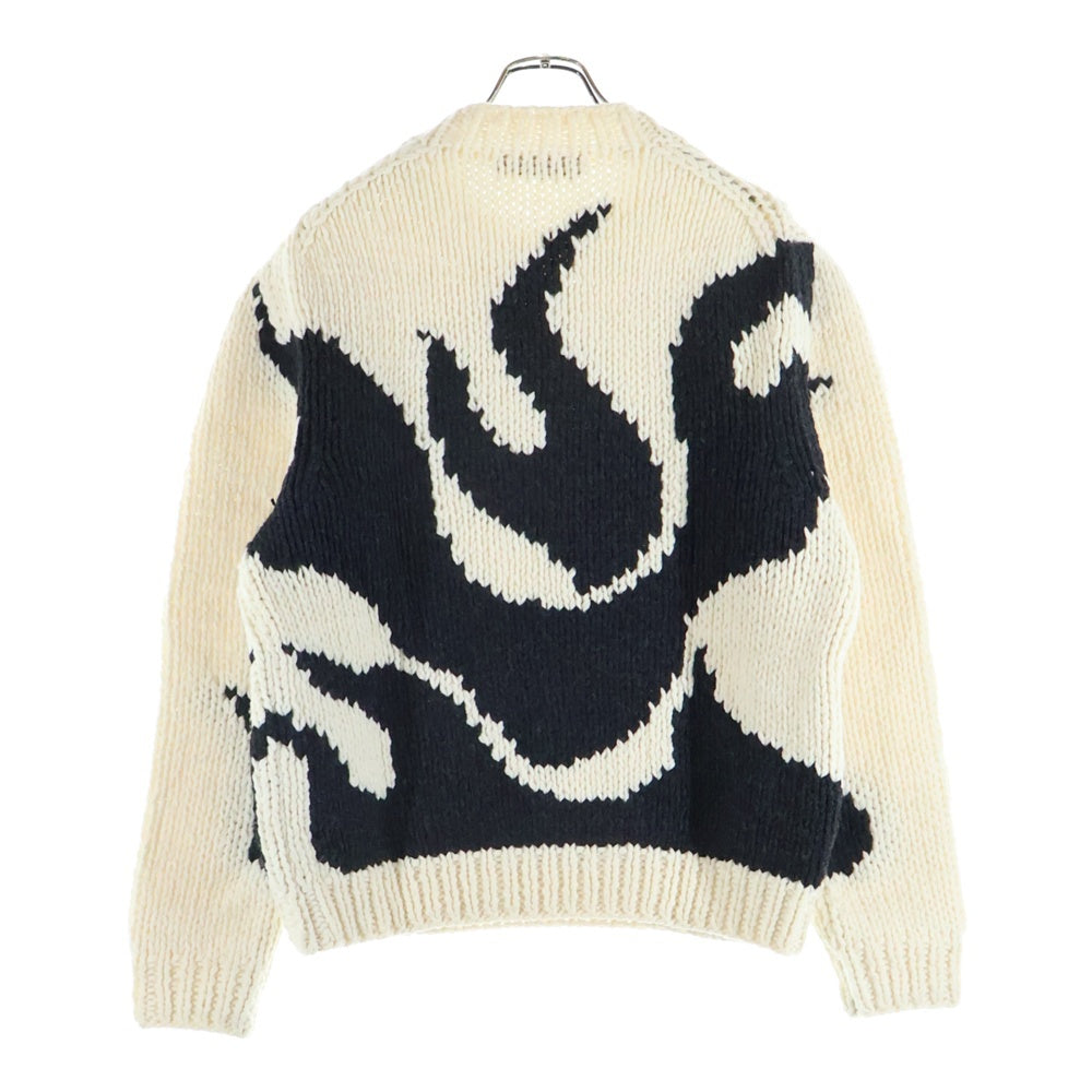 LOUIS VUITTON(ルイヴィトン) 21SS Flame Crewneck Runway フレイム インタルシア クルーネックニットセーター ホワイト/ブラック RM211 TPA HKN81W