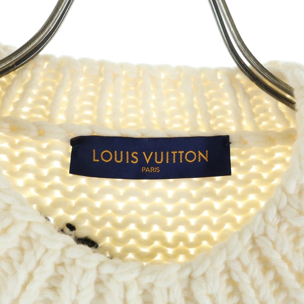 LOUIS VUITTON(ルイヴィトン) 21SS Flame Crewneck Runway フレイム インタルシア クルーネックニットセーター ホワイト/ブラック RM211 TPA HKN81W