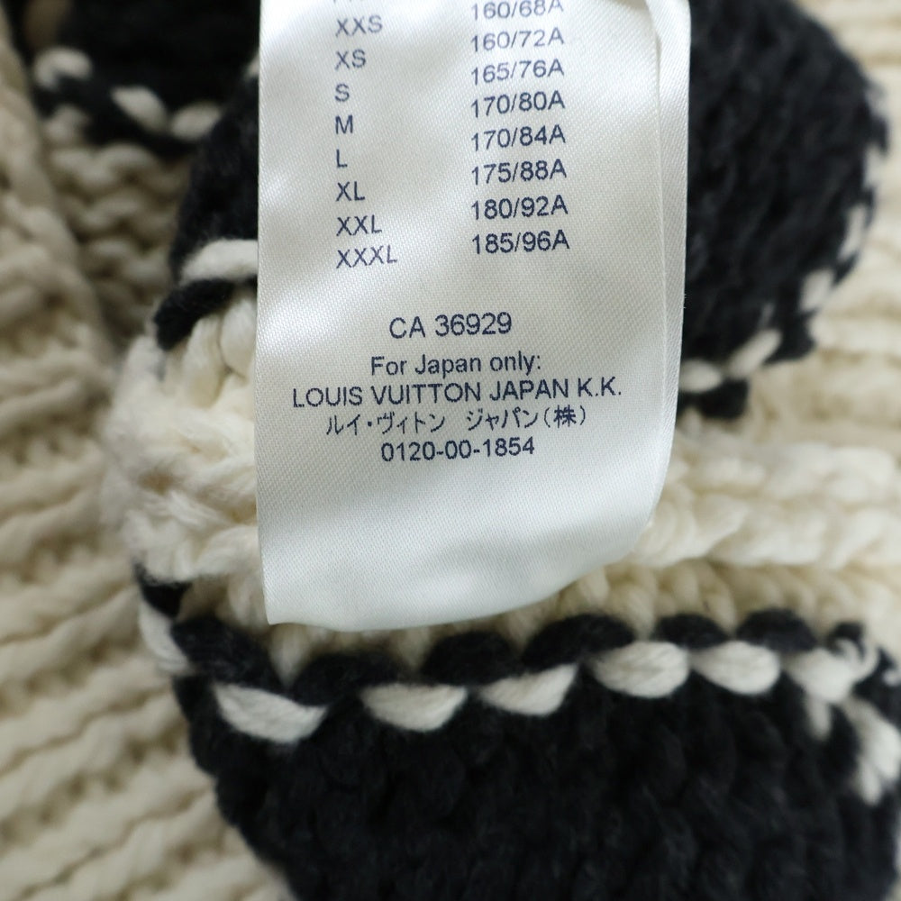 LOUIS VUITTON(ルイヴィトン) 21SS Flame Crewneck Runway フレイム インタルシア クルーネックニットセーター ホワイト/ブラック RM211 TPA HKN81W