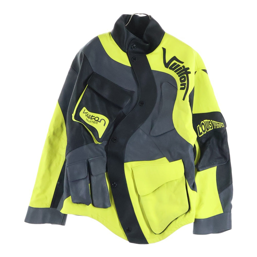 LOUIS VUITTON(ルイヴィトン) 22AW Disorted Motocycle Leather Jacket モーターサイクル レザージャケット ブラック/イエロー H0L65EZL0