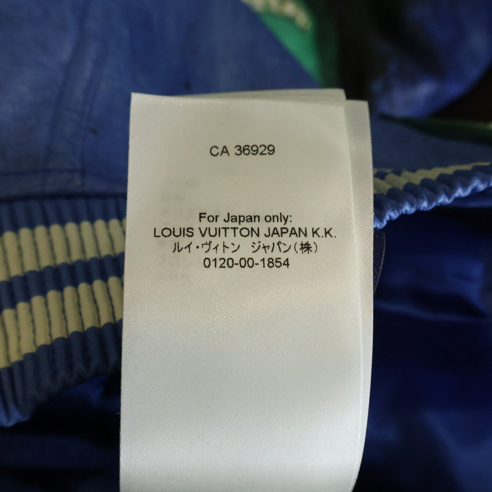 LOUIS VUITTON(ルイヴィトン) 24SS Embroidered Leather Jacket Made to Order エンブロイダリー パール レザー ジップジャケット スタジャン ブルゾン ブルー/グリーン RM241 GIP HQL67E