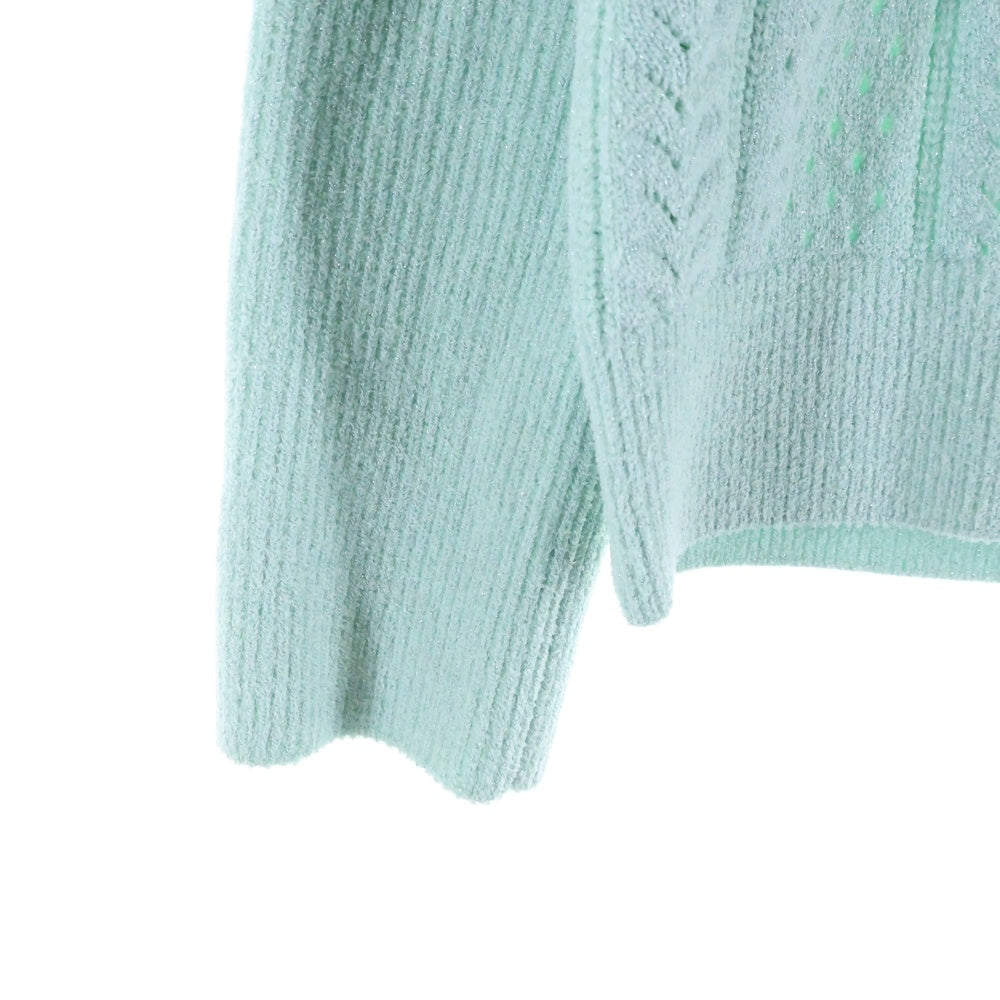 MARK&LONA(マークアンドロナ) Fascine Sparkle Knit Polo MLW-4C-AB04 フロントロゴ刺繍 ポロニットセーター ブルー レディース