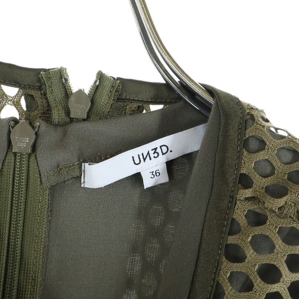 UN3D.(アンスリード) 2WAYメッシュ ドッキング ハーフスリーブ ワンピース カーキ レディース 522310304301-01