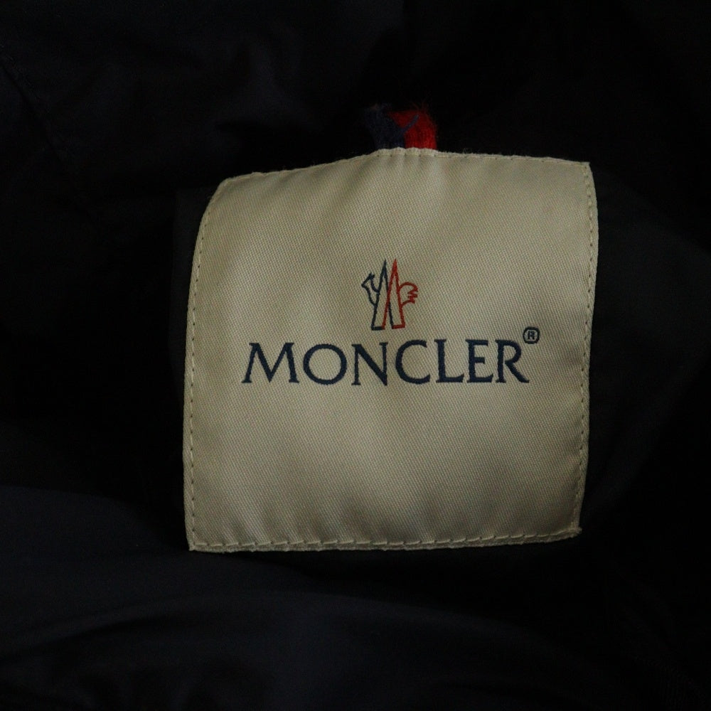 MONCLER(モンクレール) 15AW FLAMMETTE A20934993105 54155 フラメッテ ワッペンロゴ フーデッド ジップアップ ダウン ロング ジャケット コート ネイビー レディース