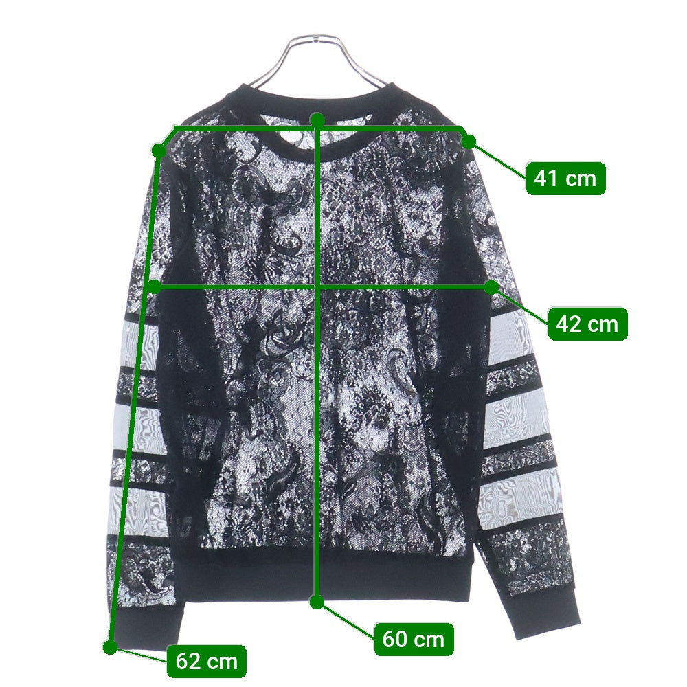 REPLAY(リプレイ) MESH Sweatshirt W3280.000.83496 メッシュデザイン バックワンポイントロゴプレートスウェットトレーナー ブラック レディース