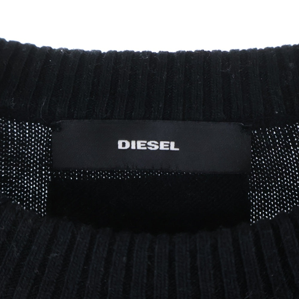 DIESEL(ディーゼル) スリットデザイン クルーネックニットセーター ワンピース レディース ブラック IT000906