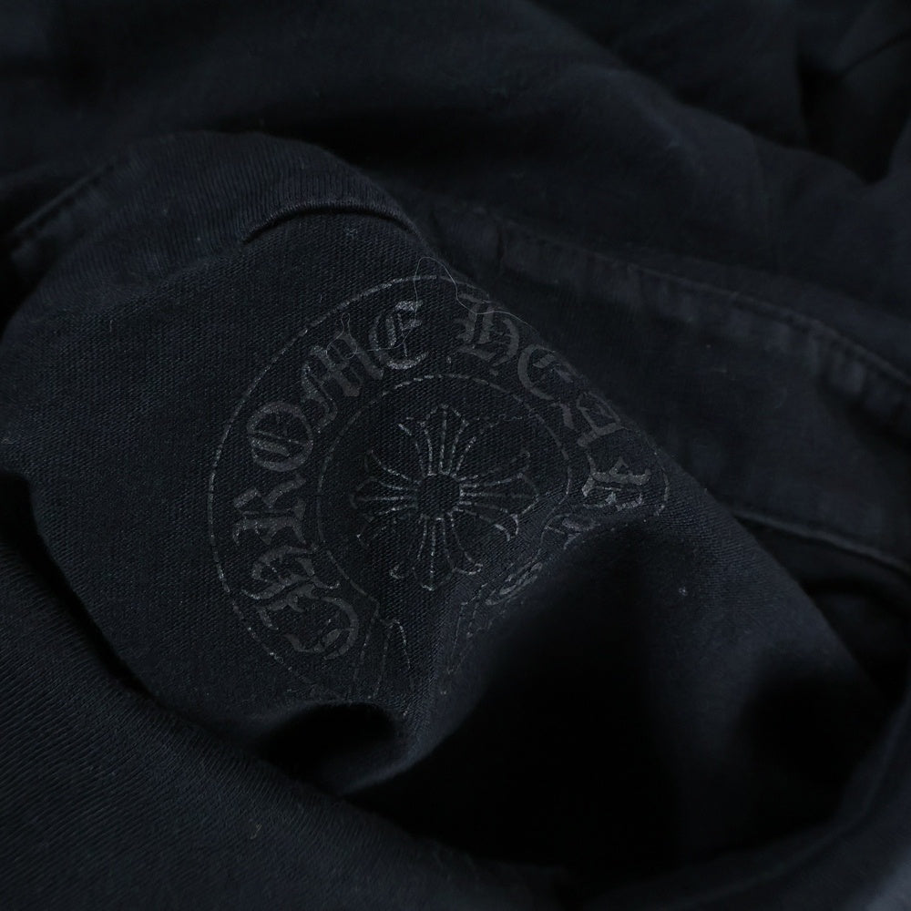 CHROME HEARTS(クロムハーツ) CH POLO L/S BSフレア ブラックロジウムボタン RS3プリント 長袖ポロシャツ ロングスリーブカットソー ブラック