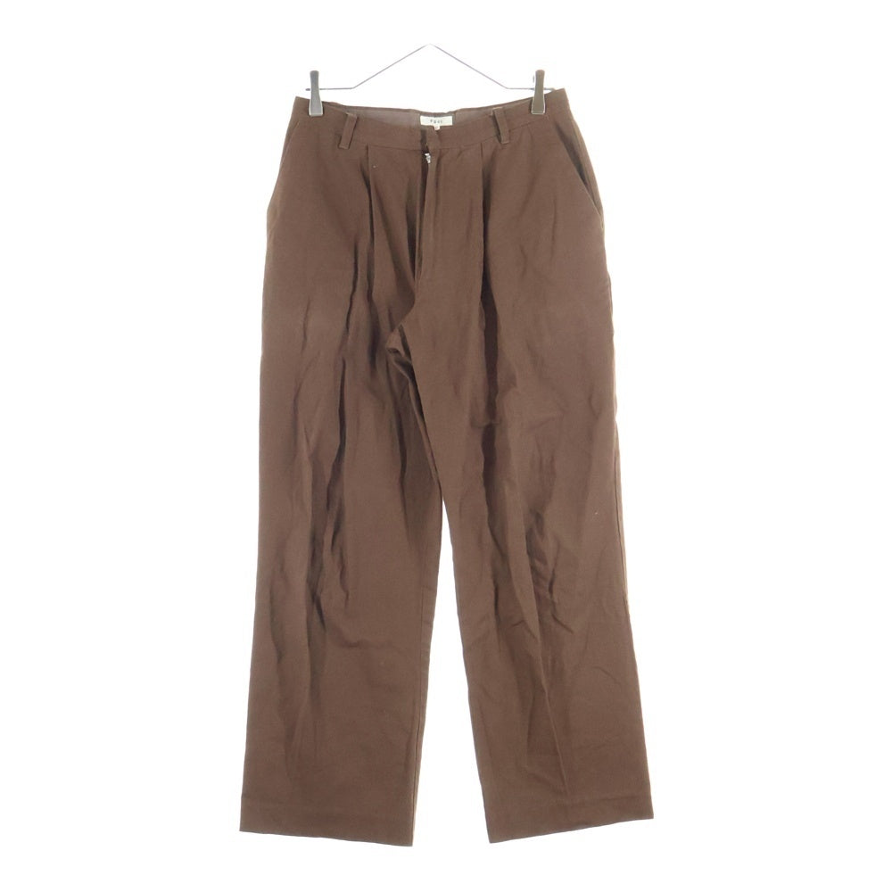 NO BRAND(ノーブランド) FUJI フジ コットンワイドトラウザーズ スラックス ブラウン