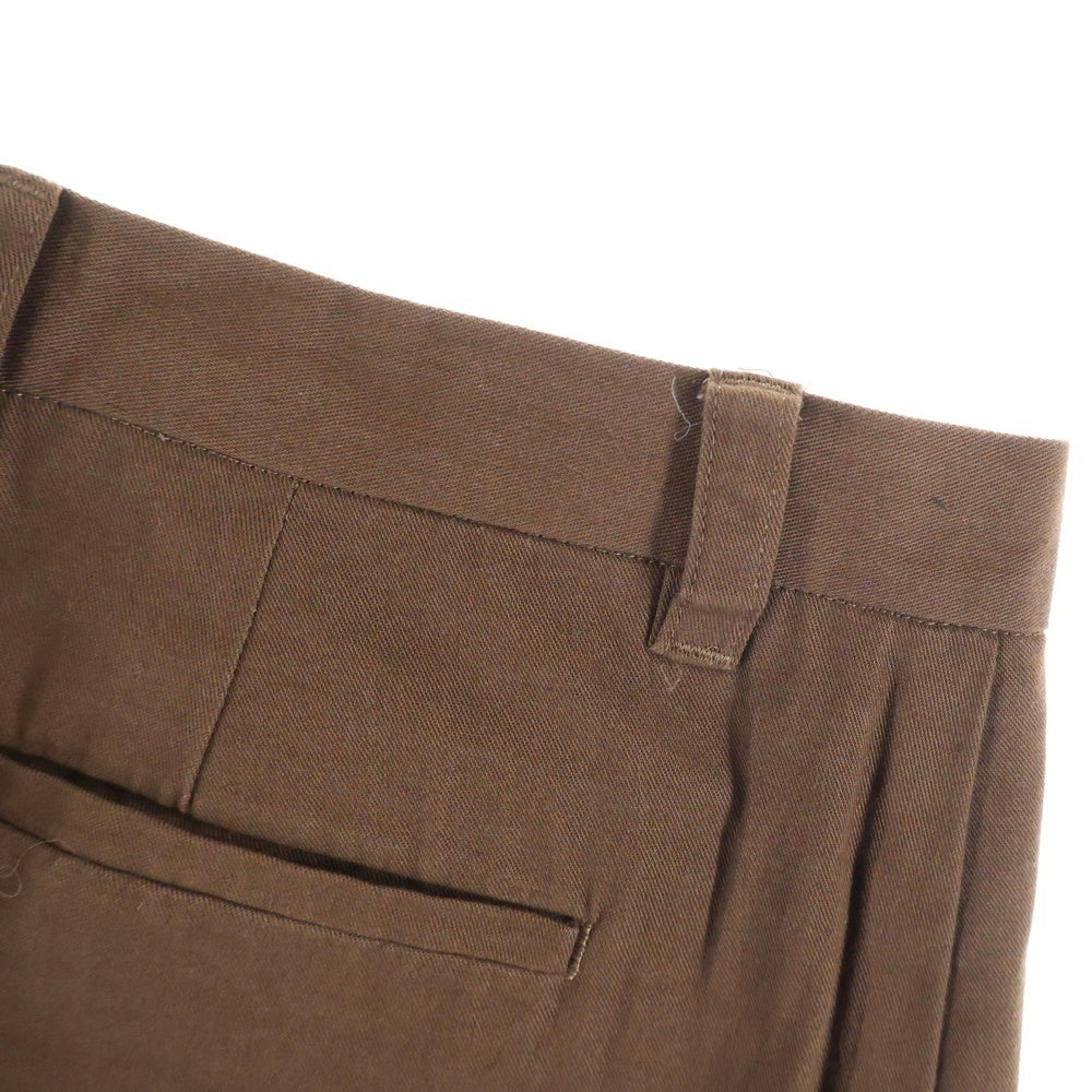 NO BRAND(ノーブランド) FUJI フジ コットンワイドトラウザーズ スラックス ブラウン