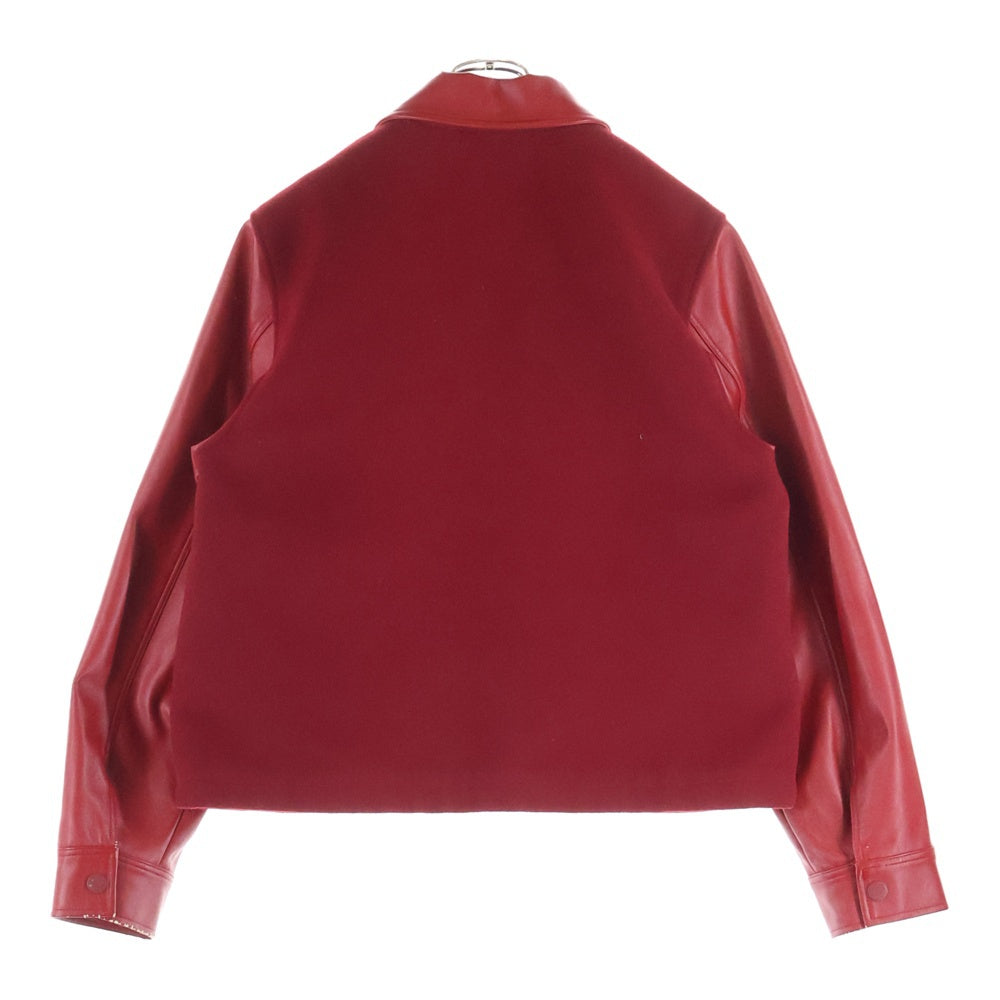La FAM(ラファム) フロントロゴ刺繍 レザージャケット スタジャン レッド