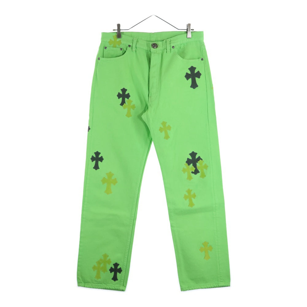 CHROME HEARTS(クロムハーツ) ×LEVI'S U VNTG JEAN BLK RED TAB ×リーバイス 501 レザークロスパッチ デニムパンツ ジーンズ グリーン