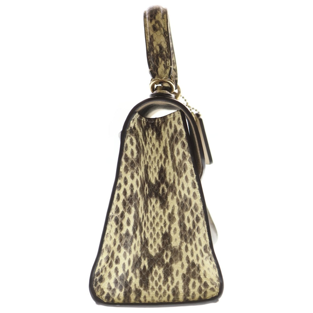 COACH(コーチ) パイソン柄ハンドバッグ ベージュ C1325 レディース ※ショルダー紐欠損