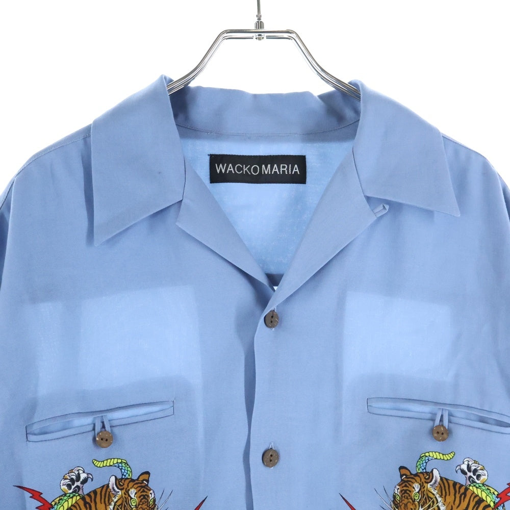 WACKO MARIA(ワコマリア) TIM LEHI HAWAIIAN SHIRT L/S ティム・リーハイ ハワイアンシャツ アロハシャツ 長袖シャツ ブルー 25FW-WMS-HI05